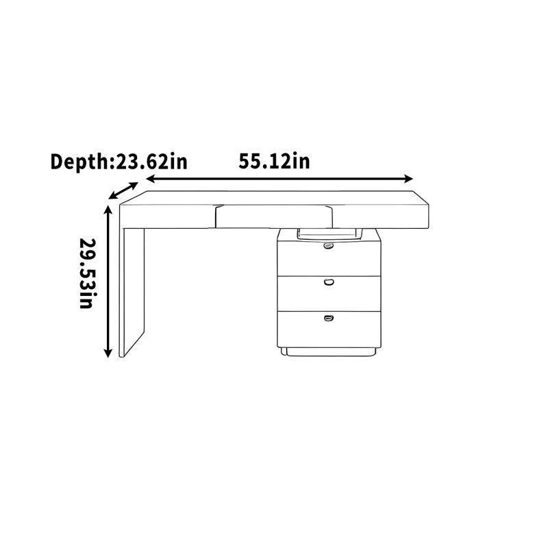 Bureau en bois massif simple et pratique, H 29,53 po x l 55,12 po x P 23,62 po