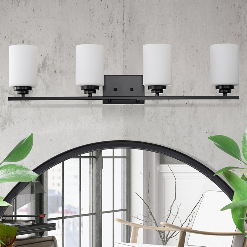 Éclairage pour meuble-lavabo Burdene, 4, Noir mat