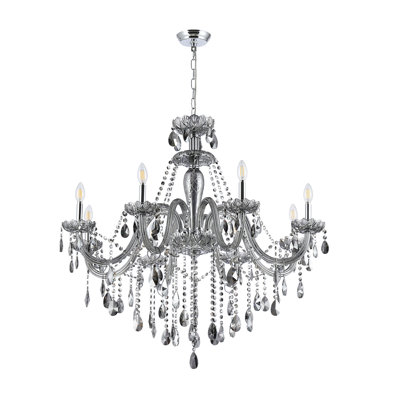 Lustre de style français à 8 lumières gris clair / gris clair Atwell