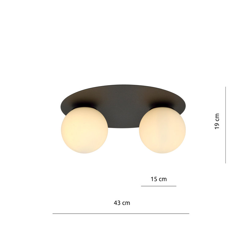 Glass Flush Mount, White, 20cm H x 40cm W x 40cm D