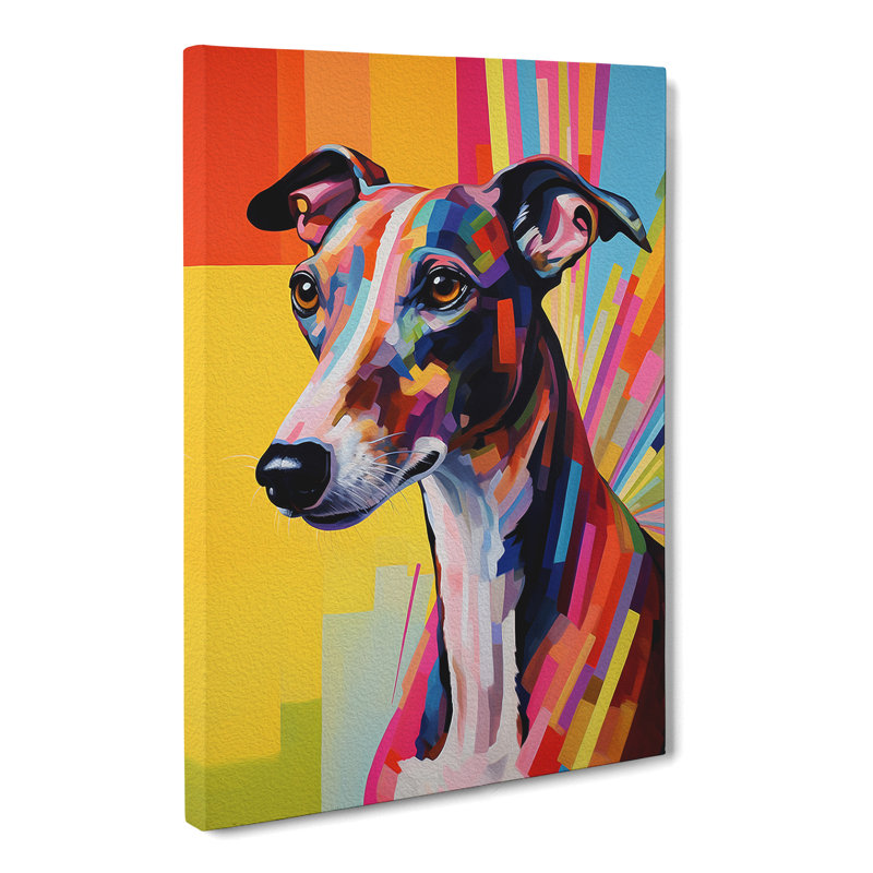 Greyhound Hard Edge Painting - Print, 76cm H x 50cm W x 3cm D