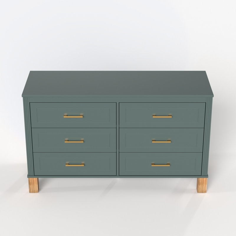 Commode double 6 tiroirs en bleu