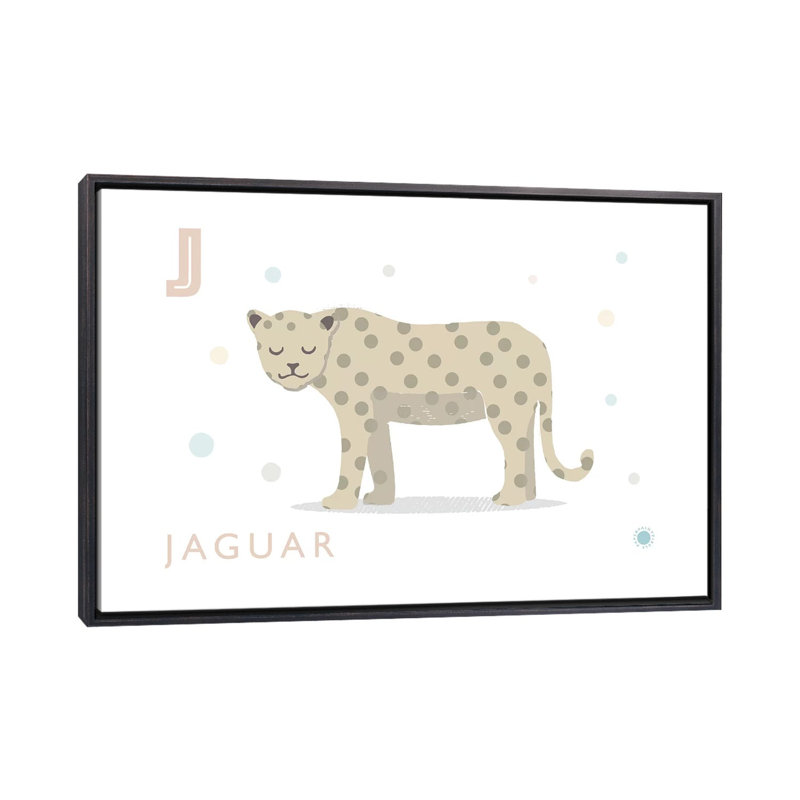 Jaguar - impression d'art graphique, Pas de tapis, Toile avec cadre noir patiné, H 18 po x l 26 po x P 1,5 po