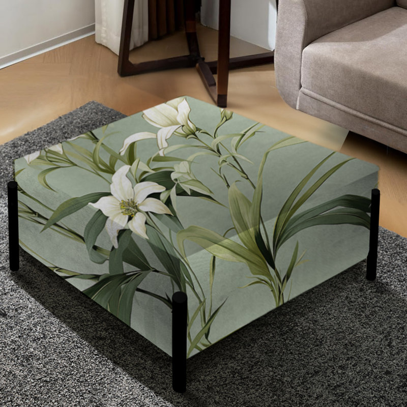 Bamboo Fusion Tropical Motif - Grand repose-pieds carré Tropical