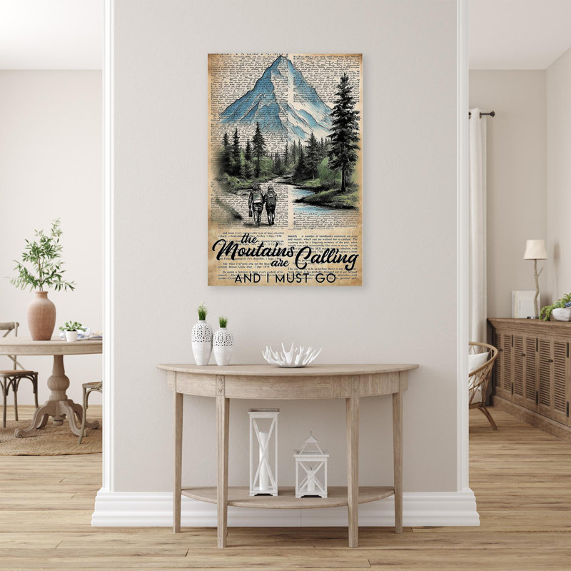 Randonnée pédestre «The Mountais Are Calling», reproduction d'art graphique sur toile tendue, H 36 po x l 24 po x P 1,25 po