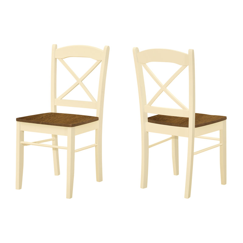 2 chaises d'appoint transitionnelles 2 pièces pour la salle à manger, bois massif de couleur crème et chêne, sièges confortables, construction de pattes avec espaces de salle à manger de style 2, couleurs, option de sièges relaxants, pieds robustes pour tous les espaces