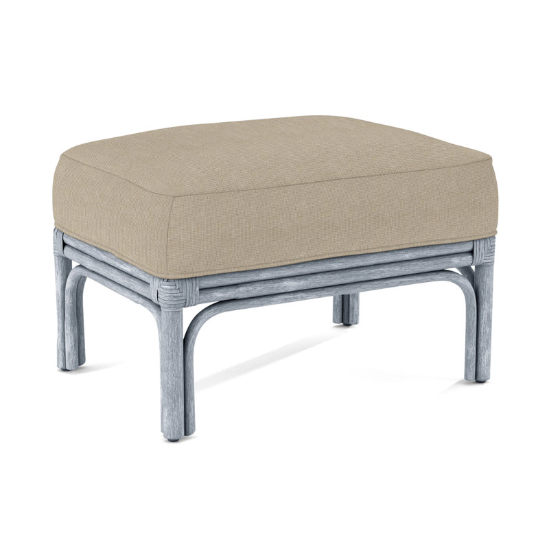 Boca Ottoman, White Textured Performance; 0865-91, Havana