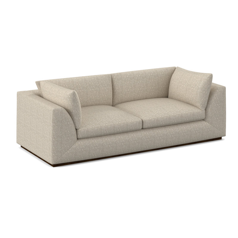 Big Sur Boucle and Velvet Sofa, Stepping Stones Ivory Viscose, American Walnut