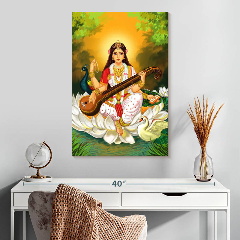 Adella Saraswati jouant de la musique, H 30 po x l 20 po