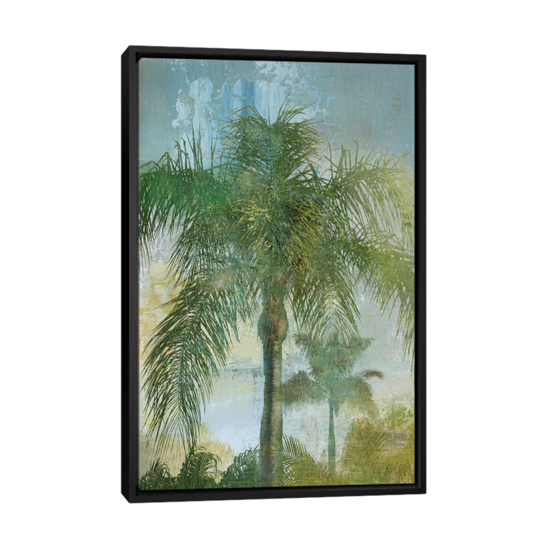 «Contemporary Palm», reproduction d'impression sur toile, H 26 po x l 18 po x P 1,5 po, Toile encadrée noire, Pas de tapis