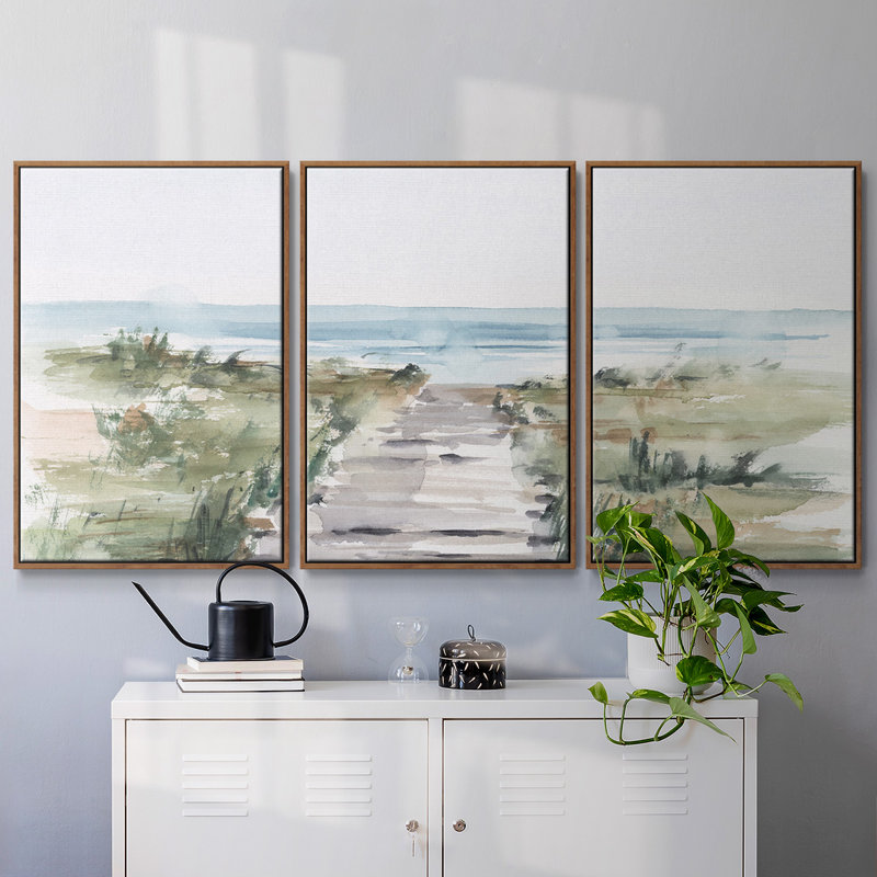 «Ocean Access I», reproduction sur toile 3 pièces, Noyer, H 24 po x l 48 po x P 2 po