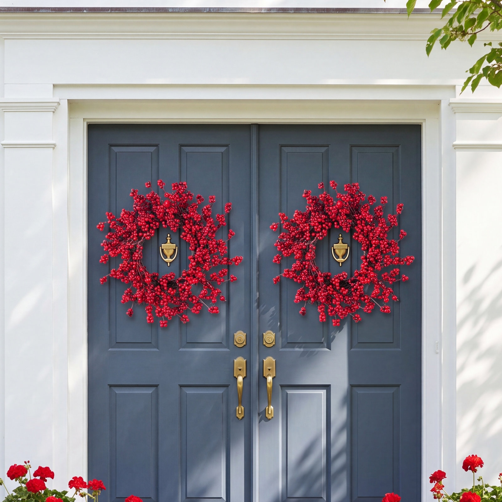 2-Piece 14D" Christmas Mini Red Berries Wreath