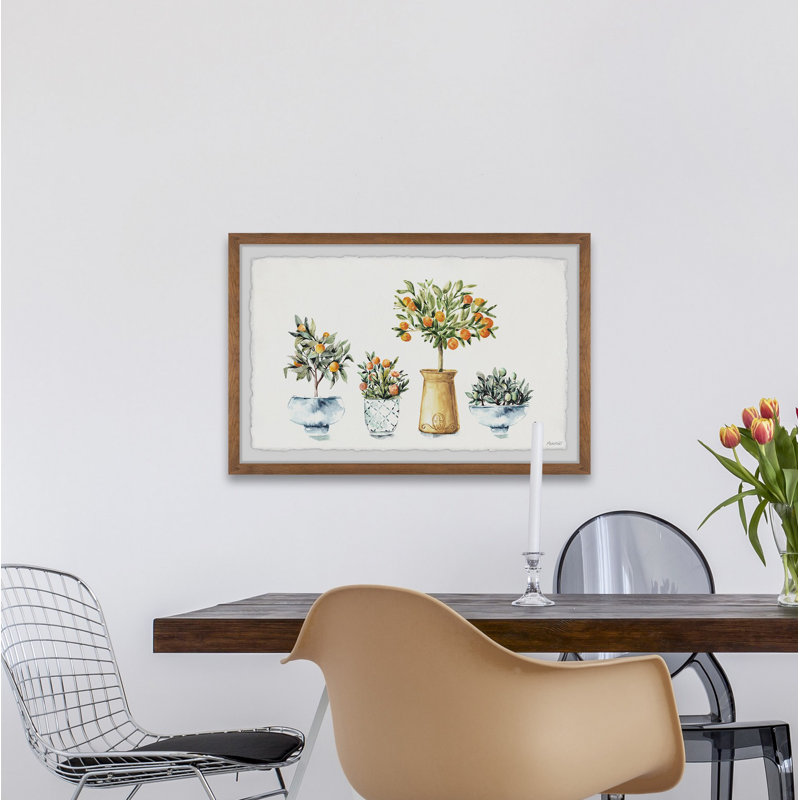 Little Orange Trees - Single Picture Frame Painting, 20cm H x 30cm W x 3.81cm D
