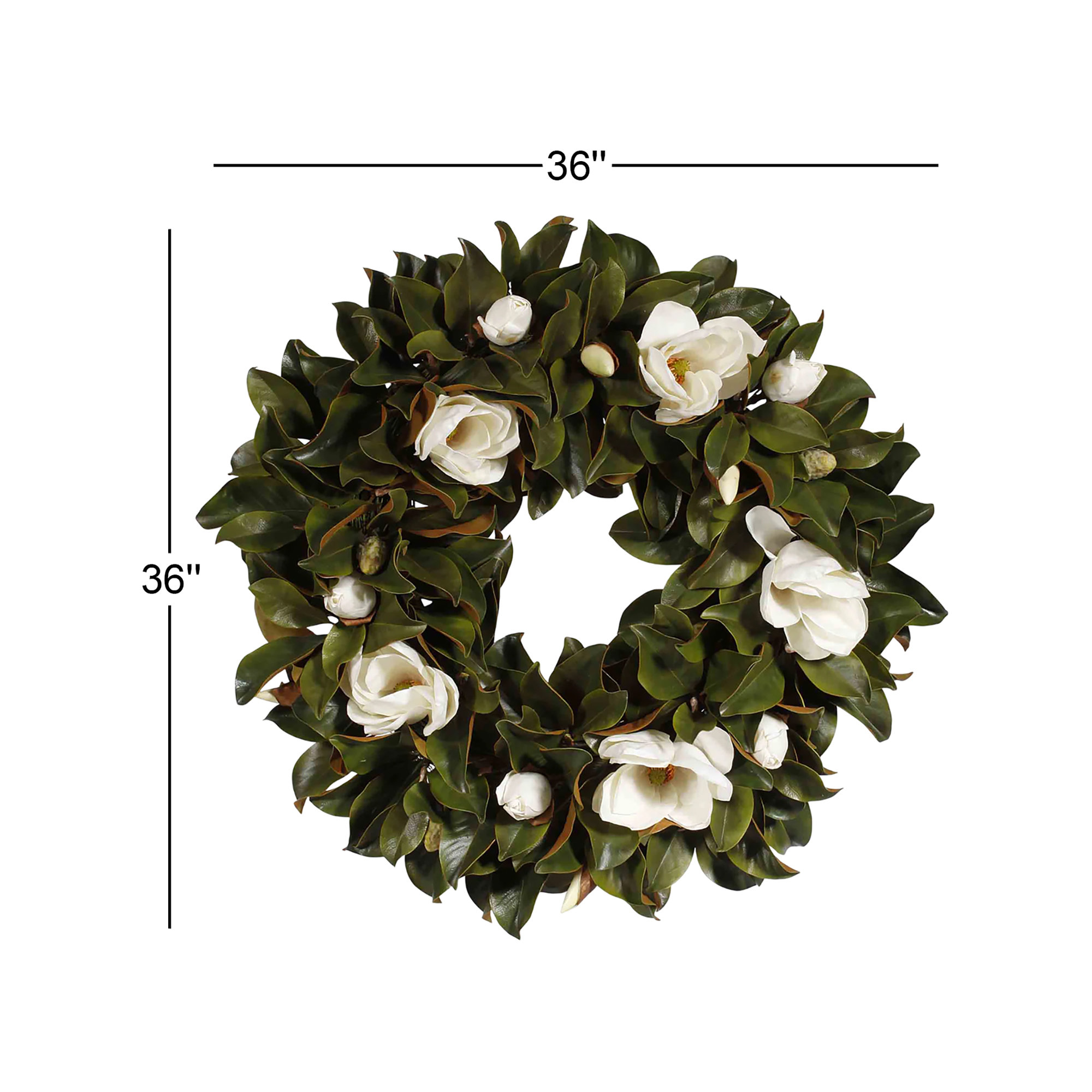 Magnolia Polyester Wreath, 36" W X 36" H x 6" D