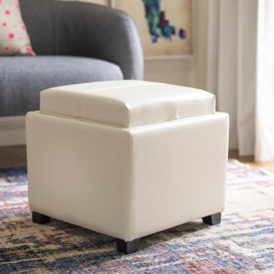 Motto 18" Wide Faux Leather Square Ottoman by Winston Porter