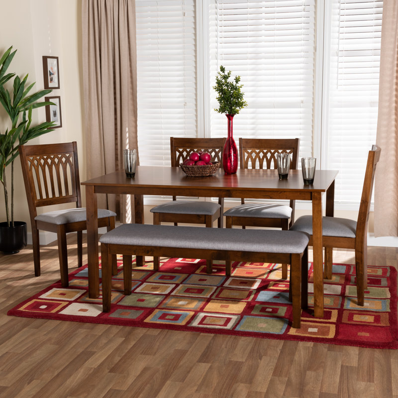 Ensemble repas pour 6 personnes Leesville, gris, Noyer brun