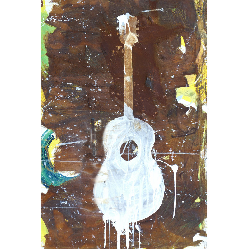 Yellow Guitar - Wrapped Canvas Painting, 46cm H x 30cm W x 3.8cm D