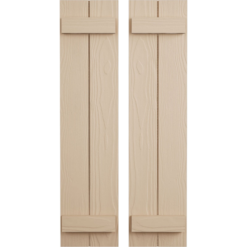Volets rustiques à deux planches en simili-bois (par paire), H 24 po x l 11 po x P 1 po, Texture sablée / brun clair apprêté