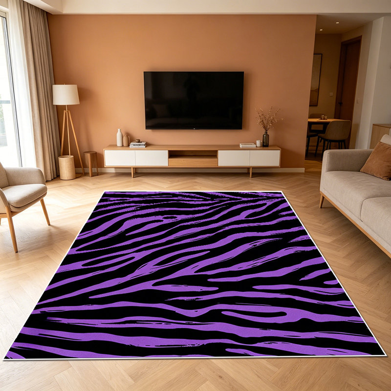 1PC Purple Zebra Print area rugs, Soft and Comfortable, easy-to-maintain, machine washable Indoor floor mat, suitable for living room, bedroom, front entryway, backyard patio, sunroom, kitchen, home hallway, Home Decor, Outdoor Decor.
