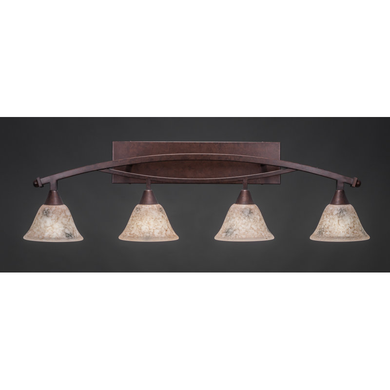 Barre d'éclairage de salle de bain 4 lumières à intensité variable Eisenhauer, Bronze, Marbre italien