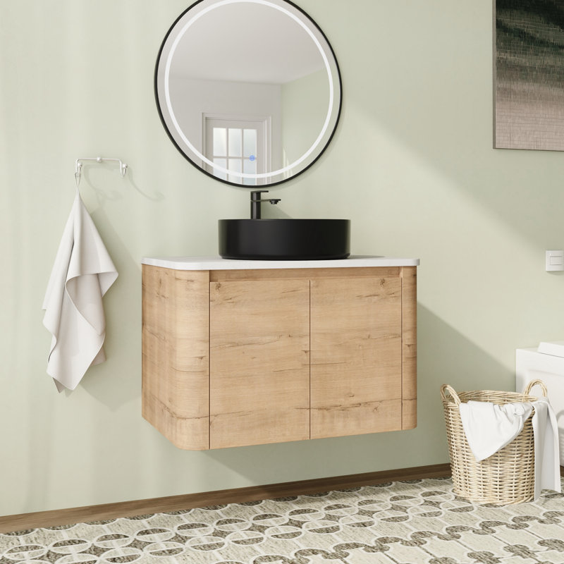 30'' Wall-Mounted Floating Bathroom Vanity with Quartz Top