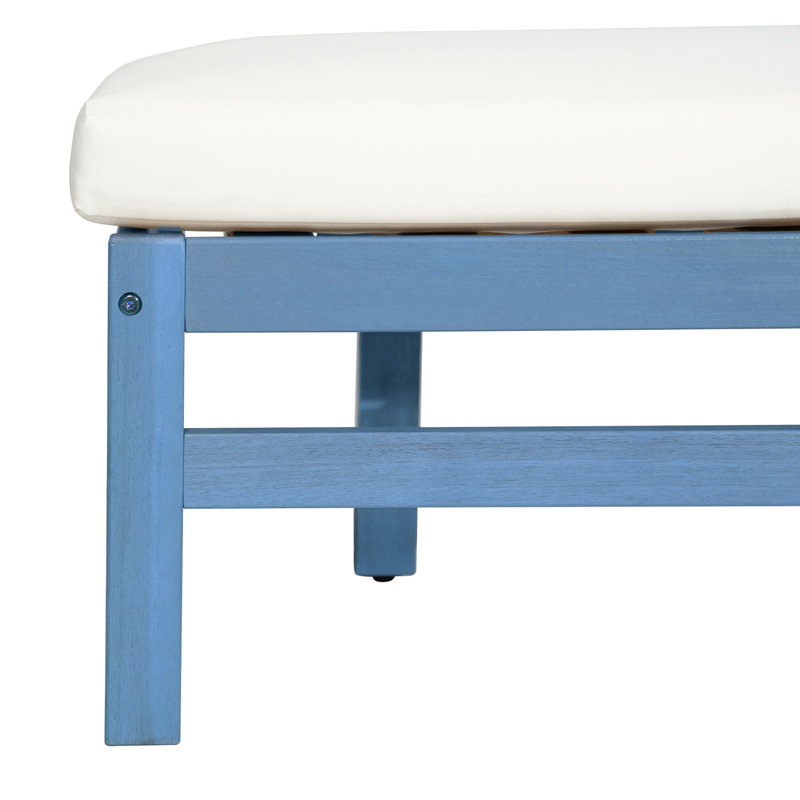 Solid Wood Outdoor Chaise Lounge, With 5-Position Adjustable Backrest (Set Of 2), Blue
