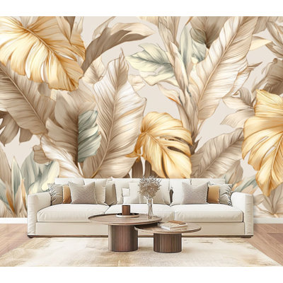 Papier peint auto-adhésif amovible en forme de fougère Monstera à feuilles de bohème 69 po x l 96 po amovible en PVC