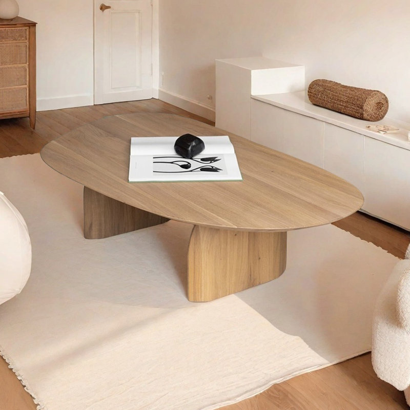 Solid Wood Coffee Table Minimalist Design, Burlywood