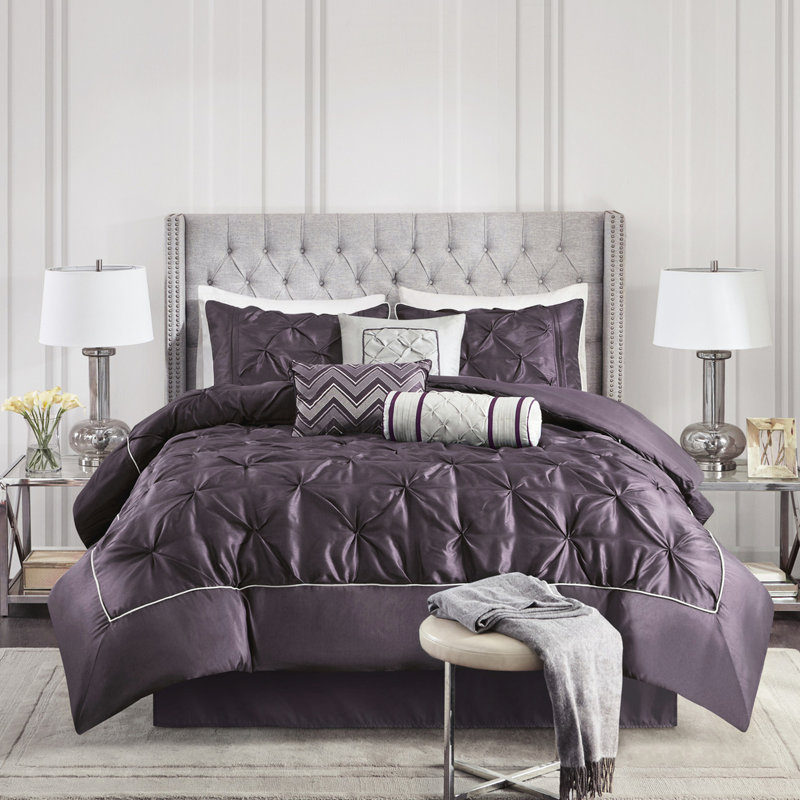 Ensemble de housse de coussin 7 pièces, Grand édredon et 6 pièces supplémentaires, Prune