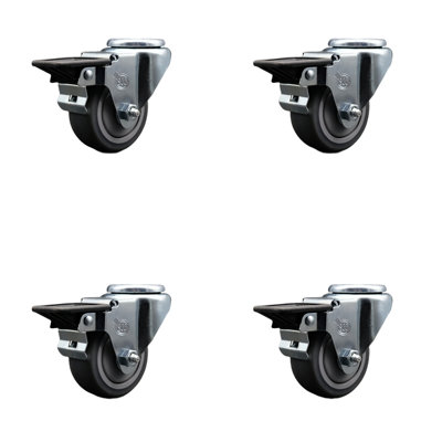 Rubber Wheel Swivel Bolt Hole Caster with Posi Lock Brake