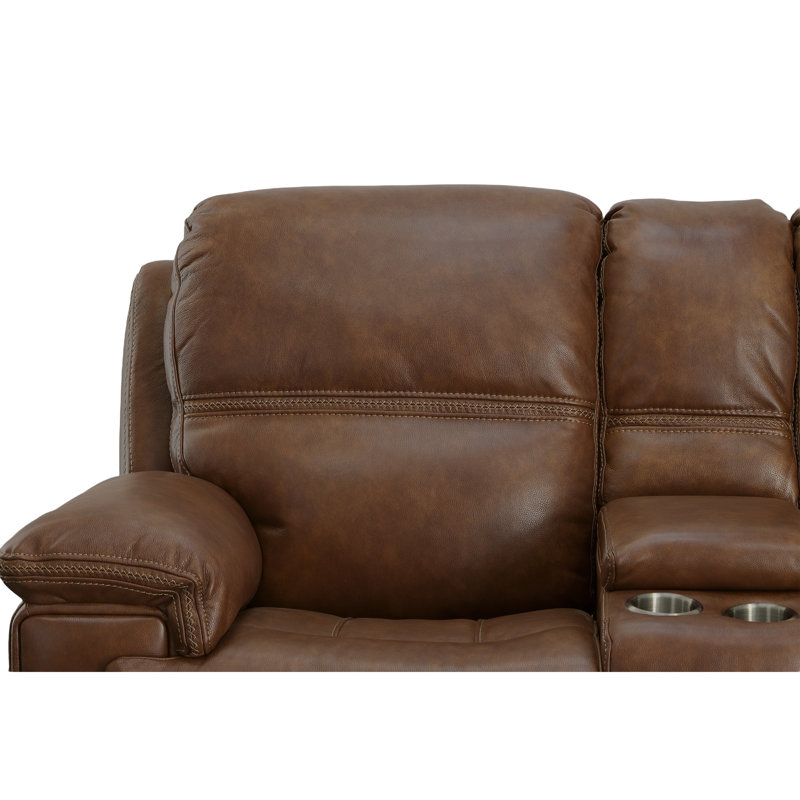 Fenwick Power Reclining Loveseat with Console and Power Headrests, Brown