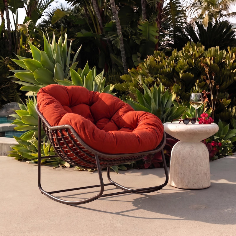 Fauteuil Papasan berçant surdimensionné pour patio, Orange
