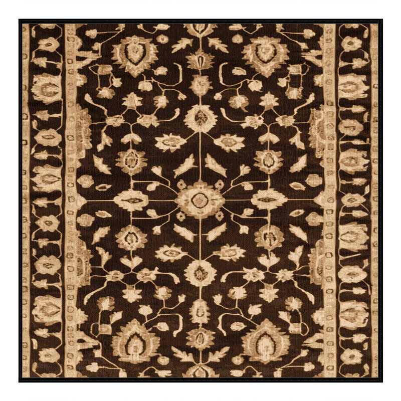 Tapis brun lavable à la machine, Carré 6 pi