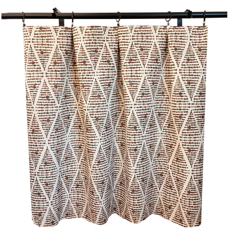 Chestnut brown geometric block print curtain panels