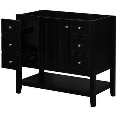 Modern Black Bathroom Vanity Base 36" - Contains 1 Cabinet & 3 Drawers In Modern, And Prepared