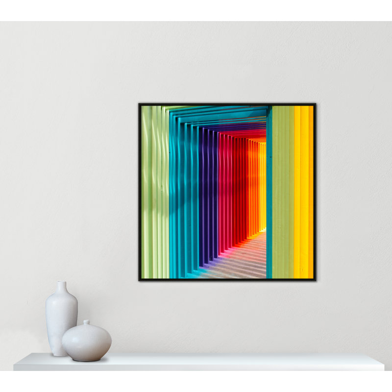 «Colorful Passage I» par Robert Katzki, Cadre flottant espresso, H 41,5 po x l 41,5 po x P 2 po