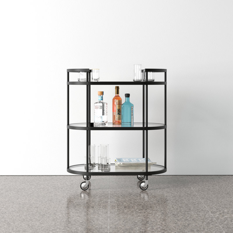 Rosario Metal Bar Cart, Blackened Bronze