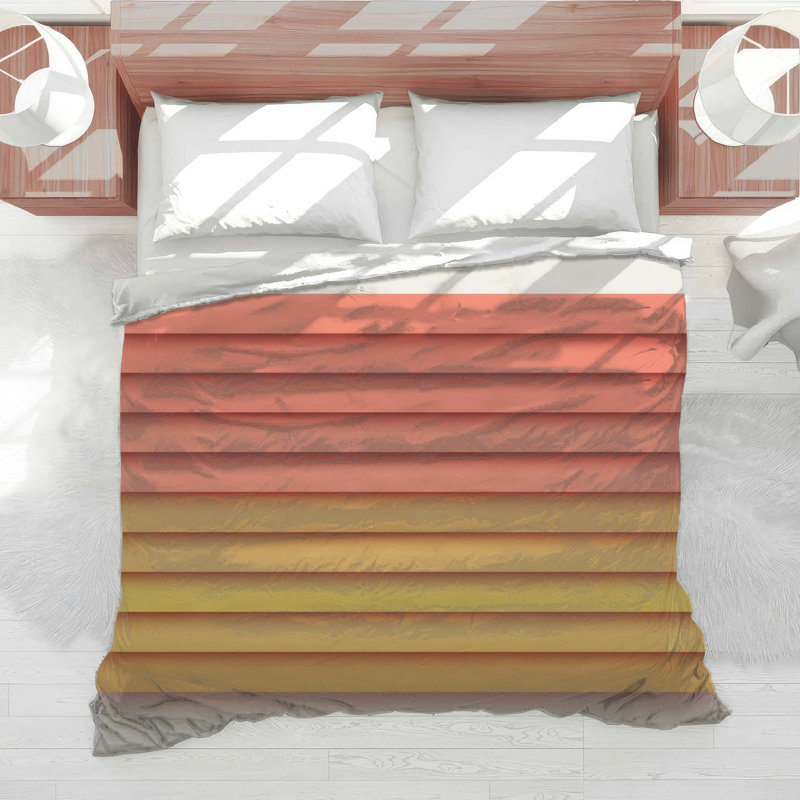 Red Yellow Horizontal Stripes Comforter, King