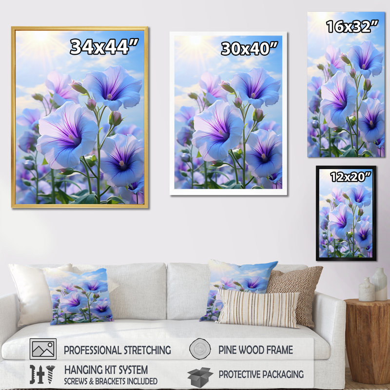 Enie, mauve, vert, matin, gloire du matin, gloire du matin, H 32 po x l 24 po x P 1 po, Cadre flottant blanc