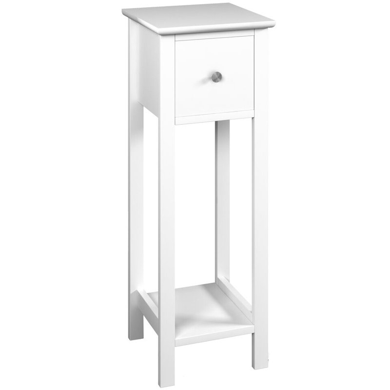 Skilken 25cm W Solid Wood Bedside Table, White