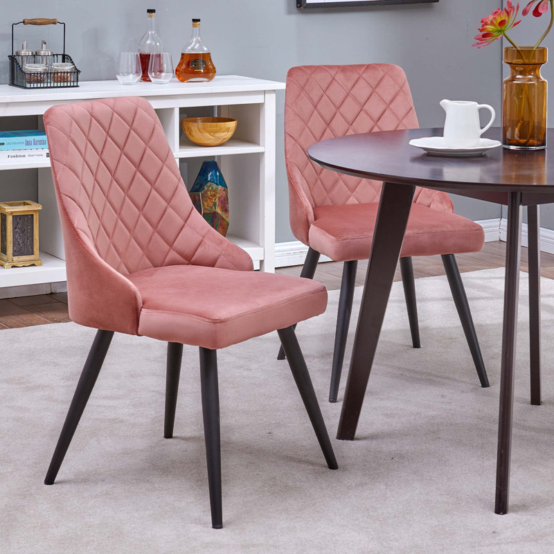 Clocher 47cm H Tufted Velvet Upholstered Upholstered Back Side Chair, Rosa