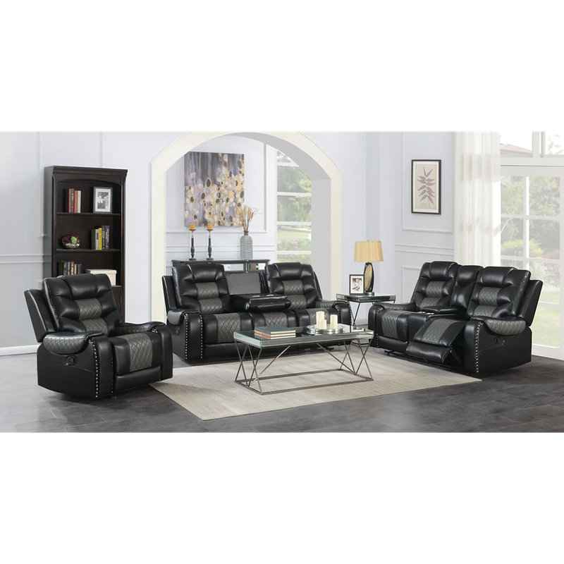 Red Barrel Studio Lobdell 3 - Piece Leather Reclining Living Room Set ...