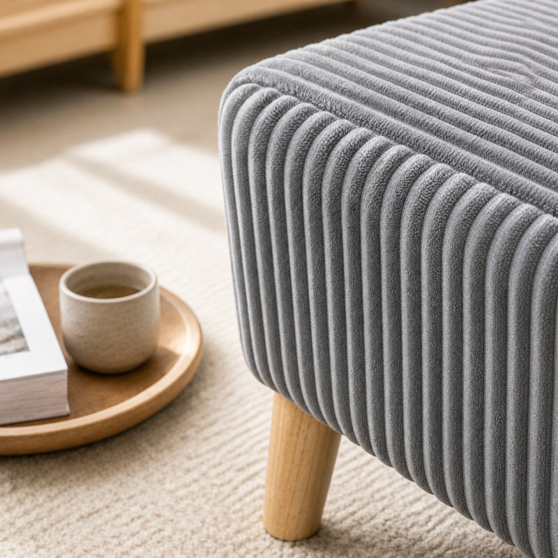 Upholstered Corduroy Standard, Gris