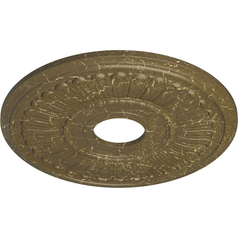 Médaillon de plafond Endurathane Melonie, DO 16 po x P 3 5/8 po x P 3/4 po (convient aux auvents jusqu'à 6 3/8 po), fini craquelé de boue Mississippi peint à la main
