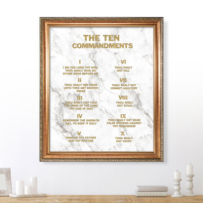 The Ten Commandments(White Texture),Gold Embossing Frame The World Classic Art Reproductions,Wall Art for Home Decor