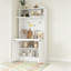 Buffet 69 po avec huche et poste de travail pliable, armoire de rangement multifonctionnelle avec tablette réglable et prise de courant-931988164