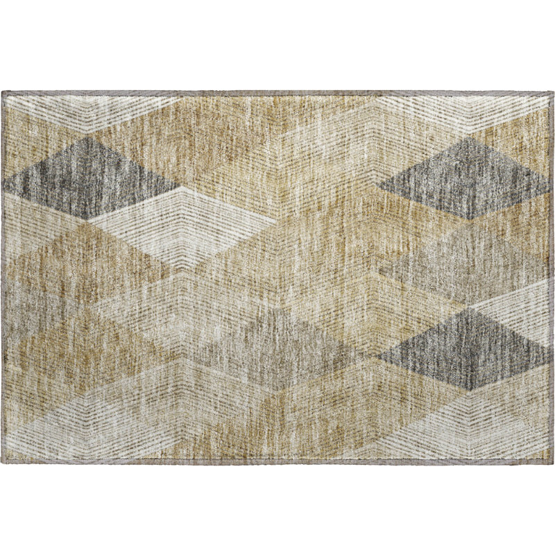 Premium Machine Washable Prisco Wheat Rug, Rectangle 1'8" x 2'6"