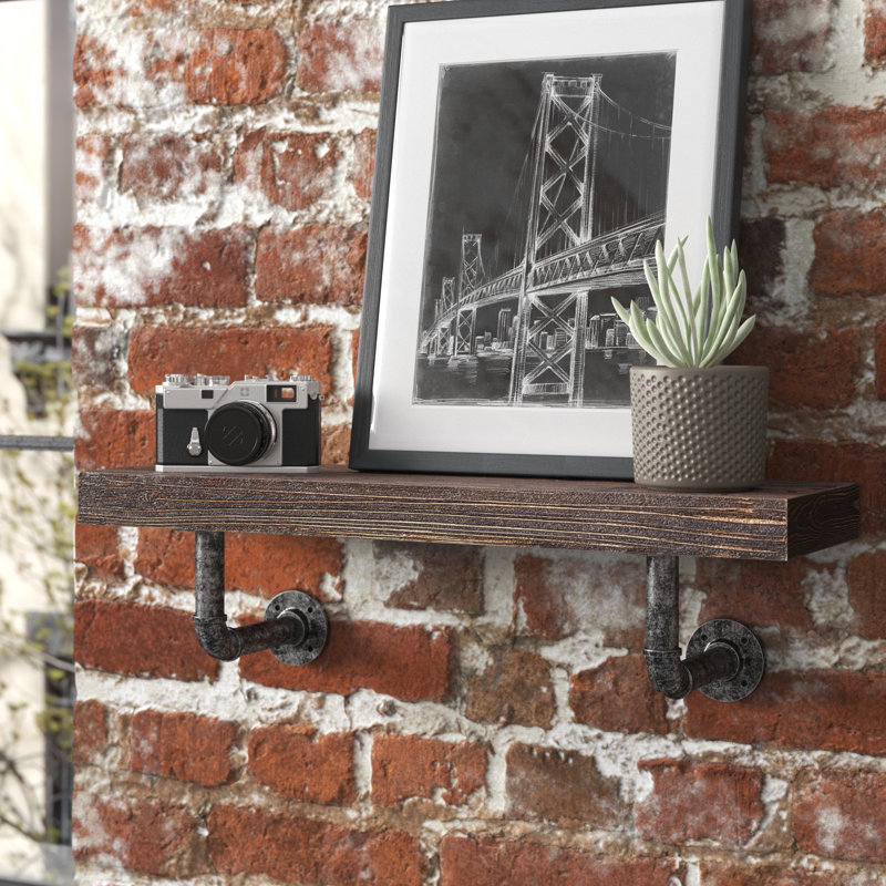 Hentrich Floating Pipe Wall Shelf, 7" H x 24" W, Ebony