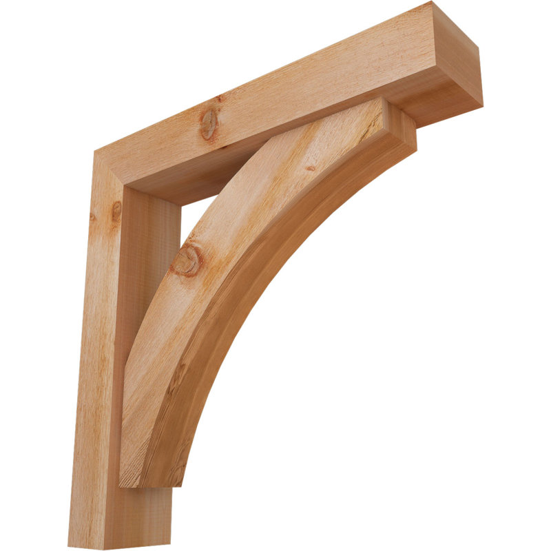 Thorton Block Bracket with Offset Brace, 30 x 30, 6"W Western Red Cedar (Rough Sawn)