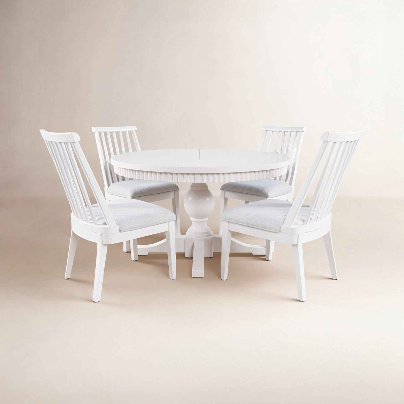 Alper Dining Table Set with Removable Leaf, White